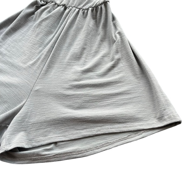 Rolla Coster Women’s S Gray Blue Sleeveless V Neck Tie Belt Elastic Waist Romper - Picture 7 of 16